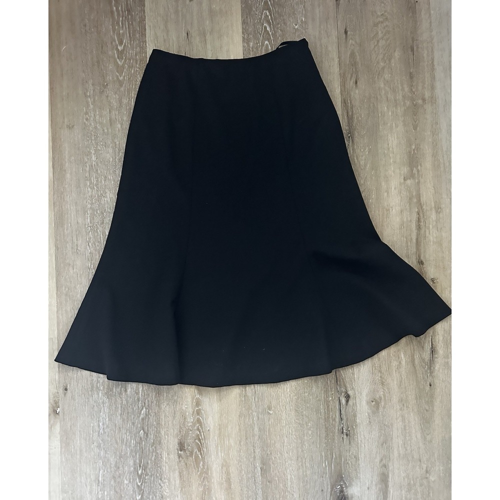Ralph Lauren Black Wool Midi Skirt Womens 4 A-Line Classic Workwear Minimalist